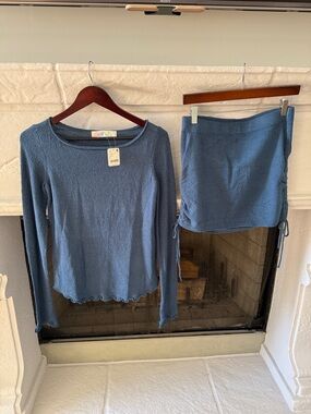 Free People Knit Long Sleeve Top & Skirt Set